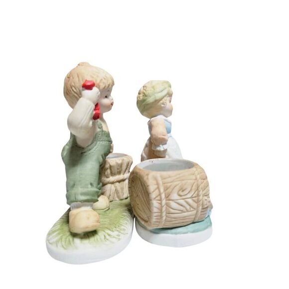 Beacon Hill Vintage Candle Holders Girl and Boy Figurines Set of Two 1980s - Picture 3 of 8